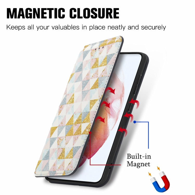For Samsung Galaxy S21 FE Colorful Magnetic Horizontal Flip PU Leather Case with Holder & Card Slot & Wallet