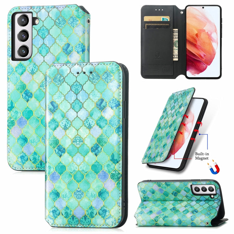 For Samsung Galaxy S21 FE Colorful Magnetic Horizontal Flip PU Leather Case with Holder & Card Slot & Wallet