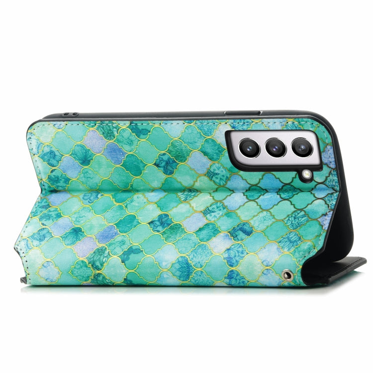 For Samsung Galaxy S21 FE Colorful Magnetic Horizontal Flip PU Leather Case with Holder & Card Slot & Wallet