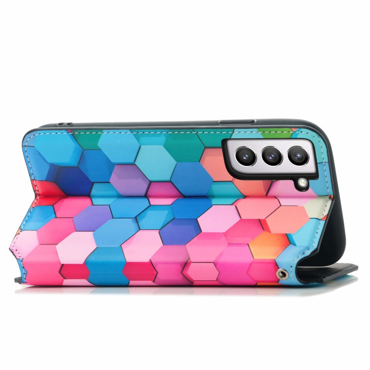 For Samsung Galaxy S21 FE Colorful Magnetic Horizontal Flip PU Leather Case with Holder & Card Slot & Wallet