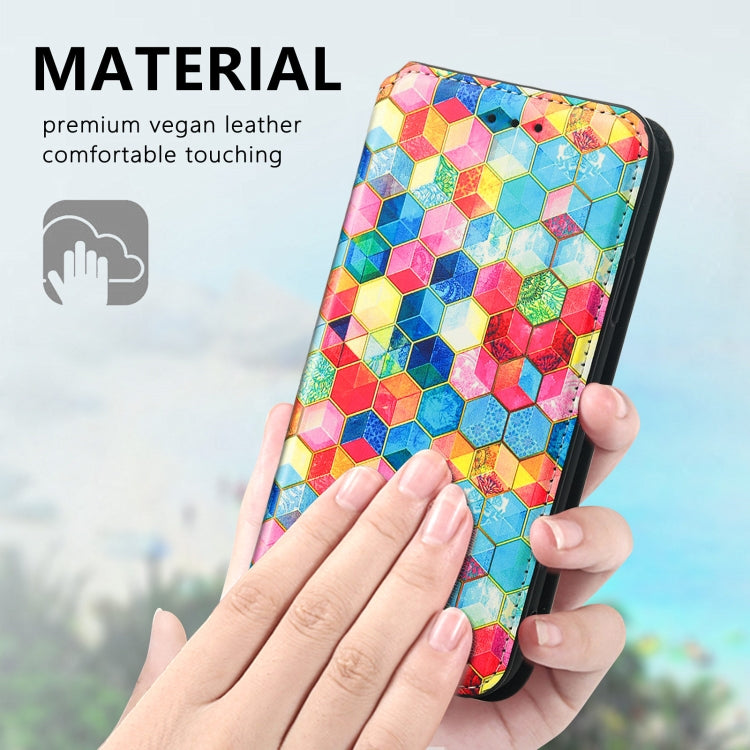 For Samsung Galaxy S21 FE Colorful Magnetic Horizontal Flip PU Leather Case with Holder & Card Slot & Wallet