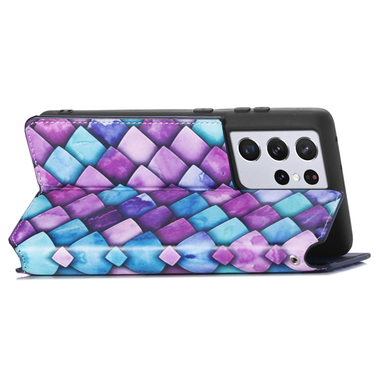 For Samsung Galaxy S21 Ultra 5G Colorful Magnetic Horizontal Flip PU Leather Case with Holder & Card Slot & Wallet
