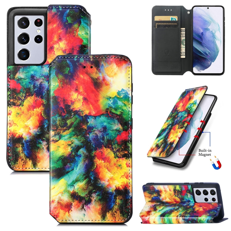 For Samsung Galaxy S21 Ultra 5G Colorful Magnetic Horizontal Flip PU Leather Case with Holder & Card Slot & Wallet