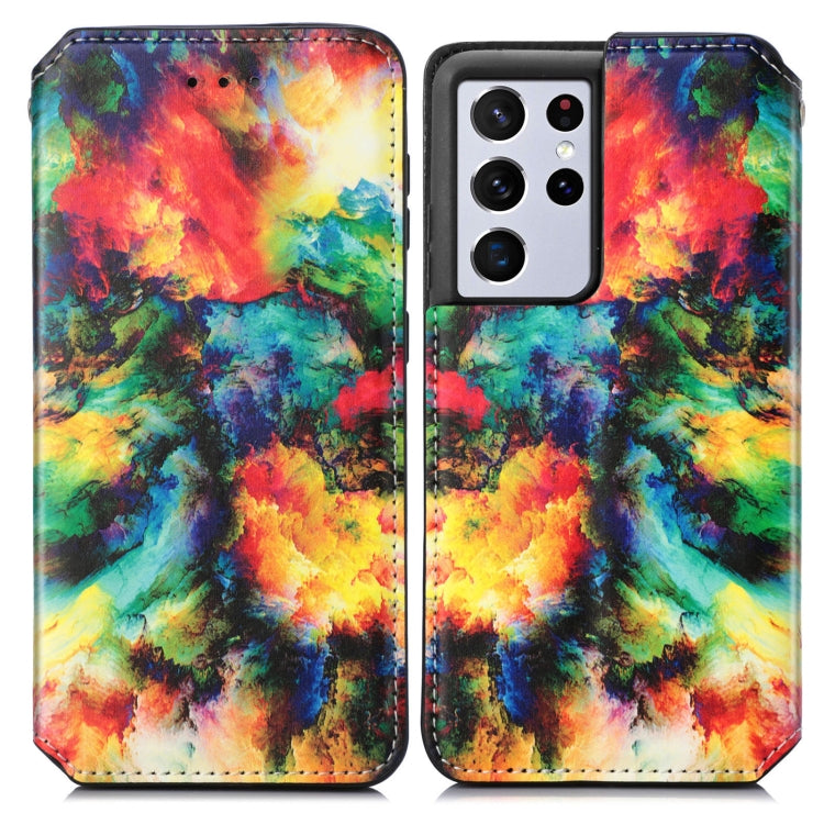 For Samsung Galaxy S21 Ultra 5G Colorful Magnetic Horizontal Flip PU Leather Case with Holder & Card Slot & Wallet