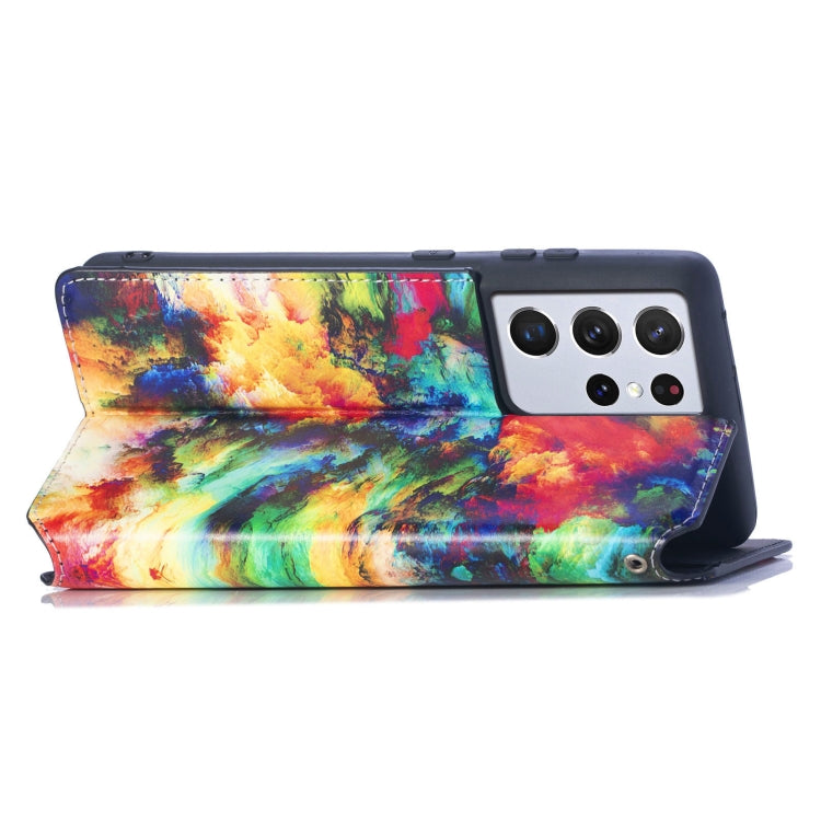 For Samsung Galaxy S21 Ultra 5G Colorful Magnetic Horizontal Flip PU Leather Case with Holder & Card Slot & Wallet