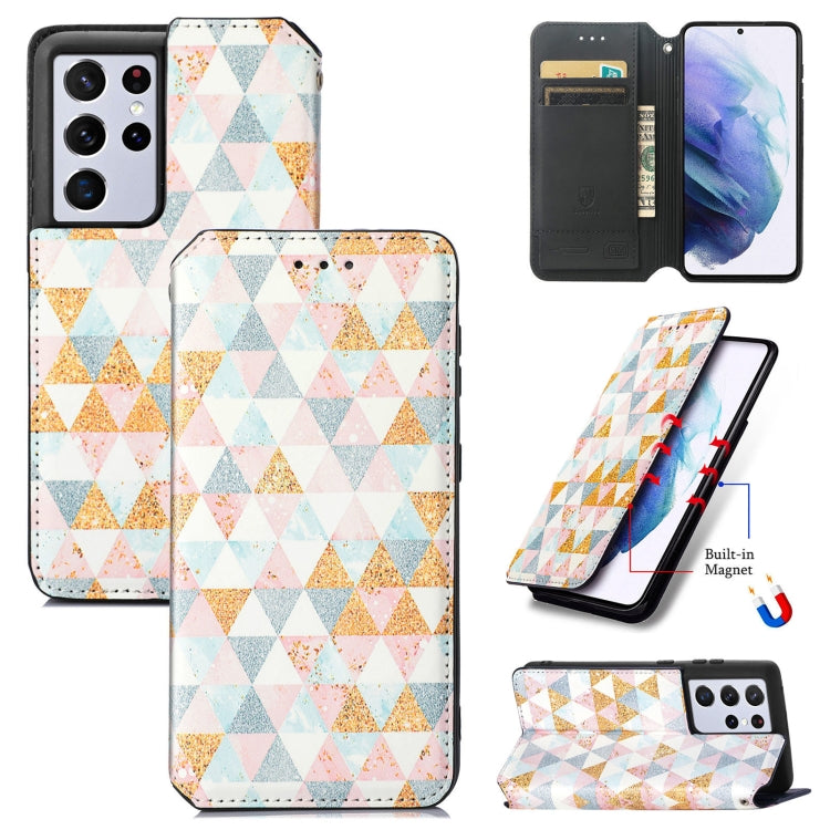 For Samsung Galaxy S21 Ultra 5G Colorful Magnetic Horizontal Flip PU Leather Case with Holder & Card Slot & Wallet