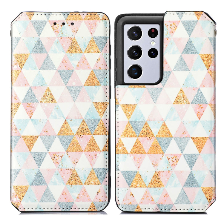 For Samsung Galaxy S21 Ultra 5G Colorful Magnetic Horizontal Flip PU Leather Case with Holder & Card Slot & Wallet