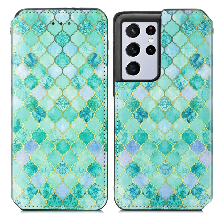 For Samsung Galaxy S21 Ultra 5G Colorful Magnetic Horizontal Flip PU Leather Case with Holder & Card Slot & Wallet