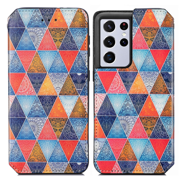 For Samsung Galaxy S21 Ultra 5G Colorful Magnetic Horizontal Flip PU Leather Case with Holder & Card Slot & Wallet