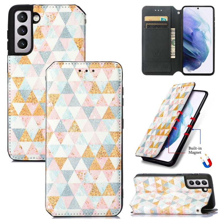 For Samsung Galaxy S21 5G Colorful Magnetic Horizontal Flip PU Leather Case with Holder & Card Slot & Wallet