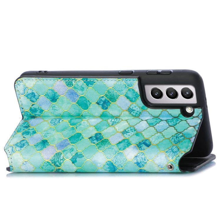 For Samsung Galaxy S21 5G Colorful Magnetic Horizontal Flip PU Leather Case with Holder & Card Slot & Wallet