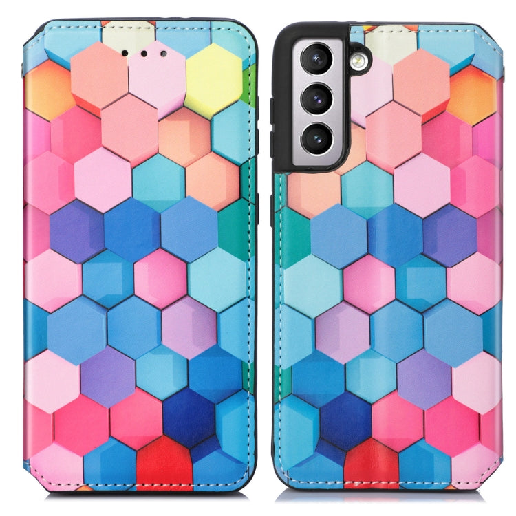 For Samsung Galaxy S21 5G Colorful Magnetic Horizontal Flip PU Leather Case with Holder & Card Slot & Wallet