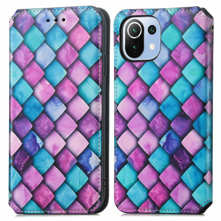 For Xiaomi Mi 11 Lite Colorful Magnetic Horizontal Flip PU Leather Case with Holder & Card Slot & Wallet