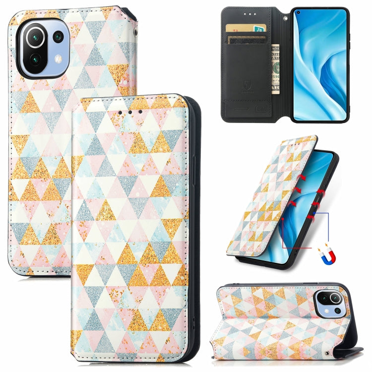 For Xiaomi Mi 11 Lite Colorful Magnetic Horizontal Flip PU Leather Case with Holder & Card Slot & Wallet