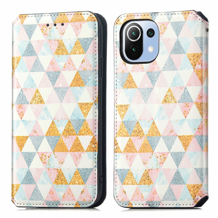For Xiaomi Mi 11 Lite Colorful Magnetic Horizontal Flip PU Leather Case with Holder & Card Slot & Wallet