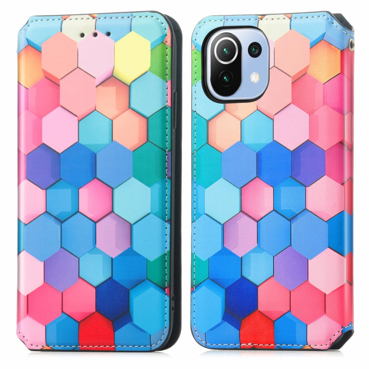 For Xiaomi Mi 11 Lite Colorful Magnetic Horizontal Flip PU Leather Case with Holder & Card Slot & Wallet