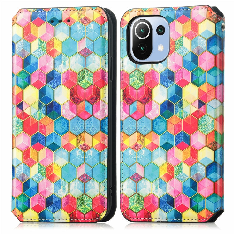 For Xiaomi Mi 11 Lite Colorful Magnetic Horizontal Flip PU Leather Case with Holder & Card Slot & Wallet