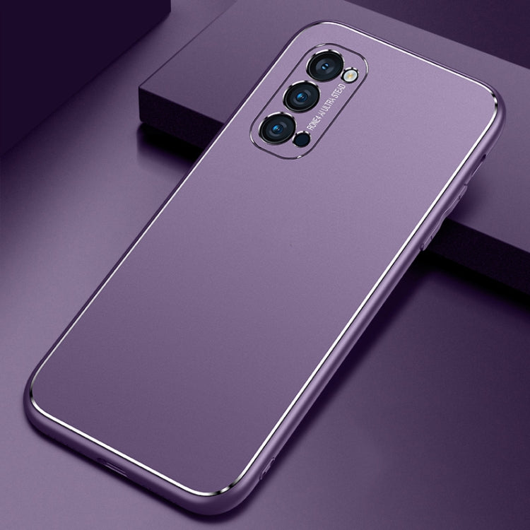 For OPPO Reno4 Cool Frosted Metal TPU Shockproof Case
