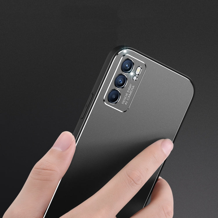 For OPPO Reno6 Cool Frosted Metal TPU Shockproof Case