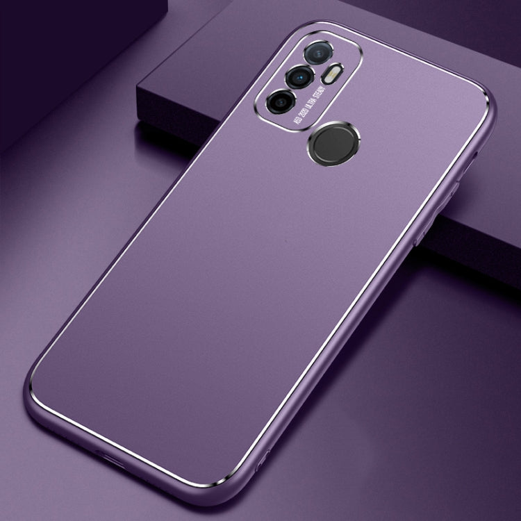 For OPPO A32 Cool Frosted Metal TPU Shockproof Case