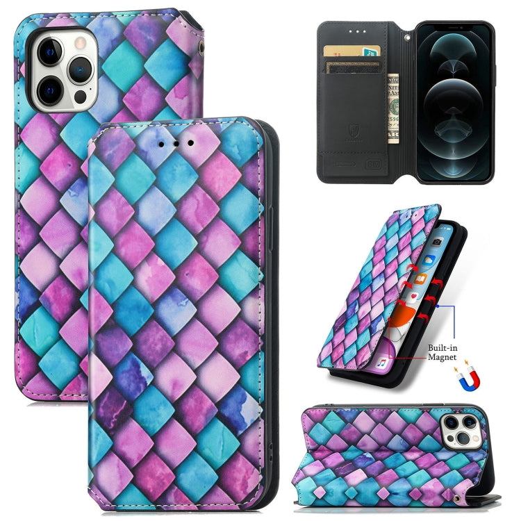 For iPhone 12 / 12 Pro Colorful Magnetic Horizontal Flip PU Leather Case with Holder & Card Slot & Wallet