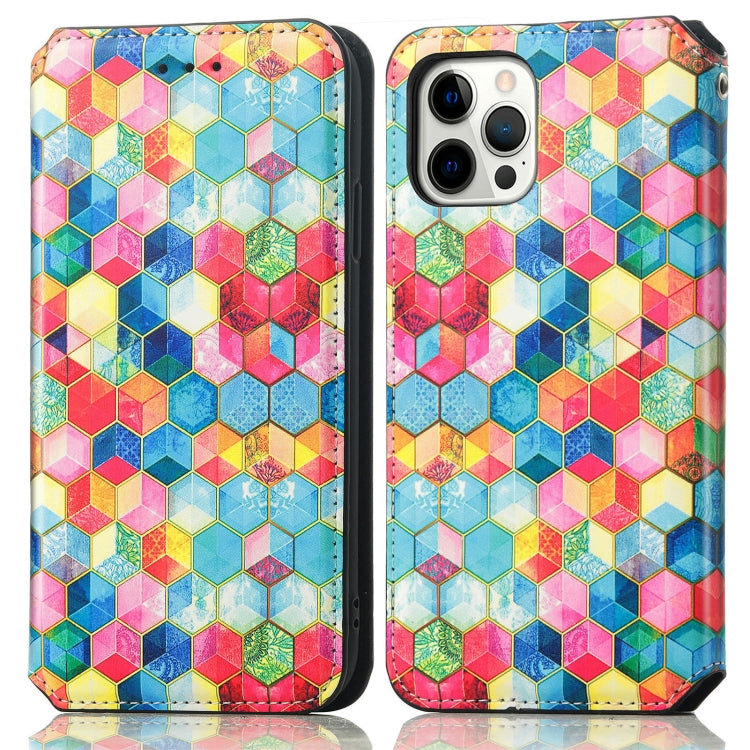 For iPhone 12 Pro Max Colorful Magnetic Horizontal Flip PU Leather Case with Holder & Card Slot & Wallet
