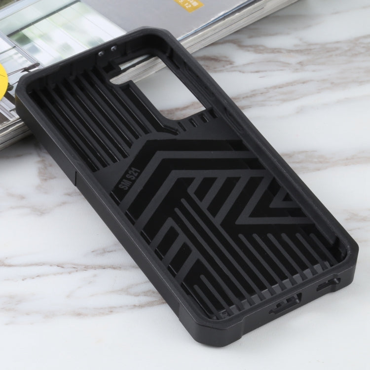 For Samsung Galaxy S21 5G Sliding Camera Cover Design PC + TPU Shockproof Case with Ring Holder & Card Slot