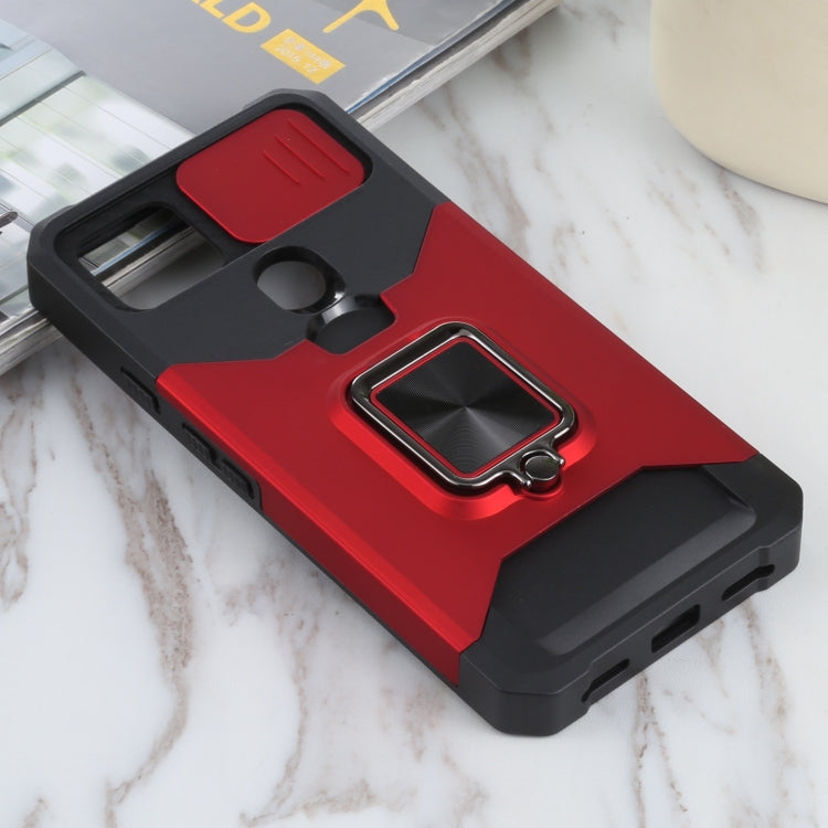 For Google Pixel 5a 5G Sliding Camera Cover Design PC + TPU Shockproof Case with Ring Holder & Card Slot