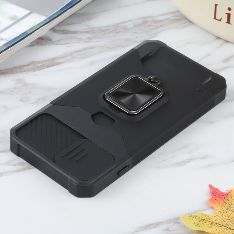 Sliding Camera Cover Design PC + TPU Shockproof Case with Ring Holder & Card Slot For iPhone 8 Plus / 7 Plus / 6s Plus / 6 Plus