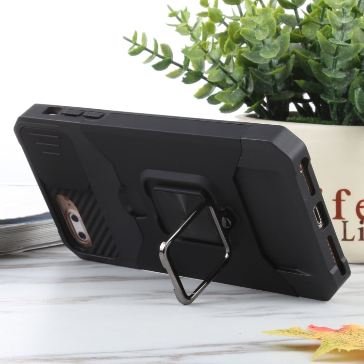 Sliding Camera Cover Design PC + TPU Shockproof Case with Ring Holder & Card Slot For iPhone 8 Plus / 7 Plus / 6s Plus / 6 Plus