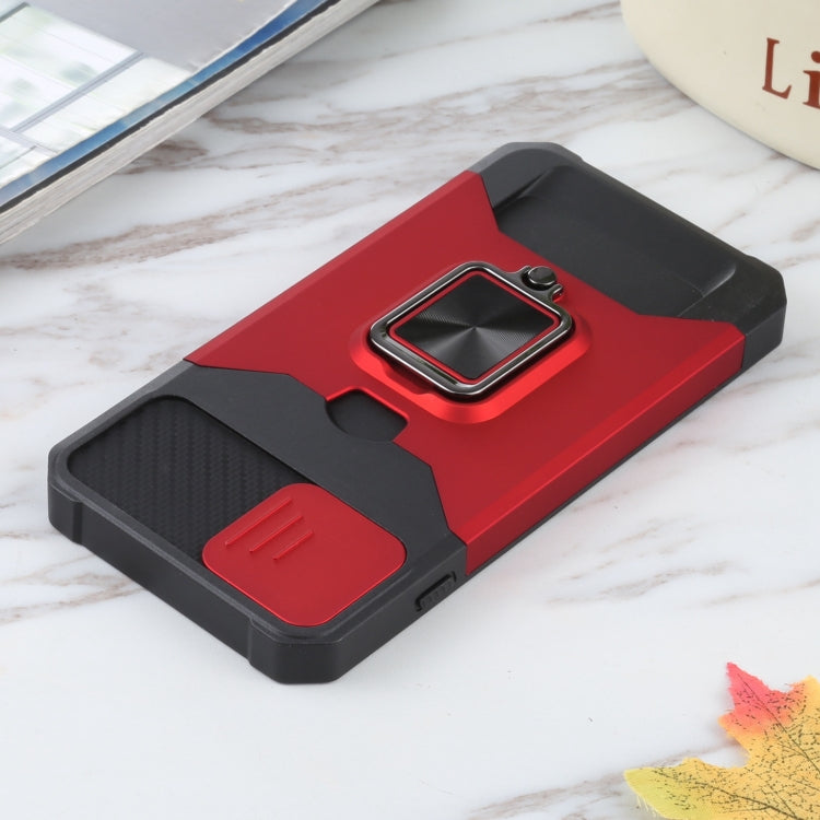 Sliding Camera Cover Design PC + TPU Shockproof Case with Ring Holder & Card Slot For iPhone 8 Plus / 7 Plus / 6s Plus / 6 Plus