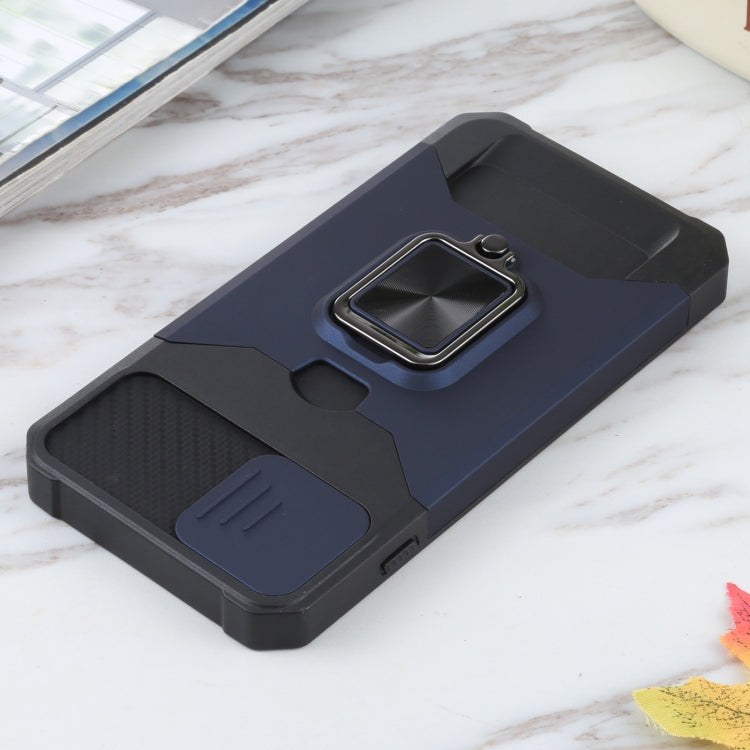 Sliding Camera Cover Design PC + TPU Shockproof Case with Ring Holder & Card Slot For iPhone 8 Plus / 7 Plus / 6s Plus / 6 Plus