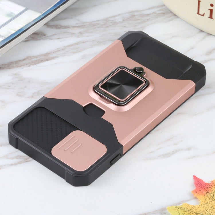 Sliding Camera Cover Design PC + TPU Shockproof Case with Ring Holder & Card Slot For iPhone 8 Plus / 7 Plus / 6s Plus / 6 Plus