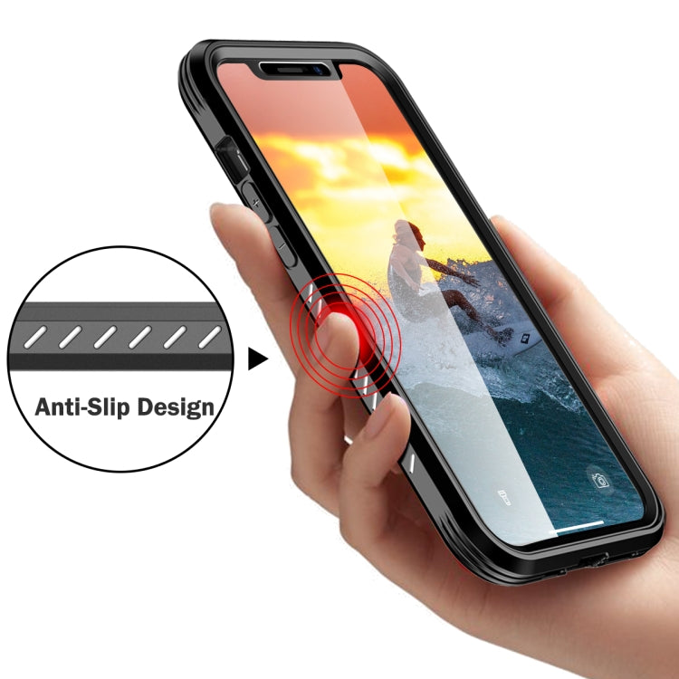 For iPhone 12 mini C2 2 in 1 Shockproof TPU + PC Protective Case with PET Screen Protector (Black)