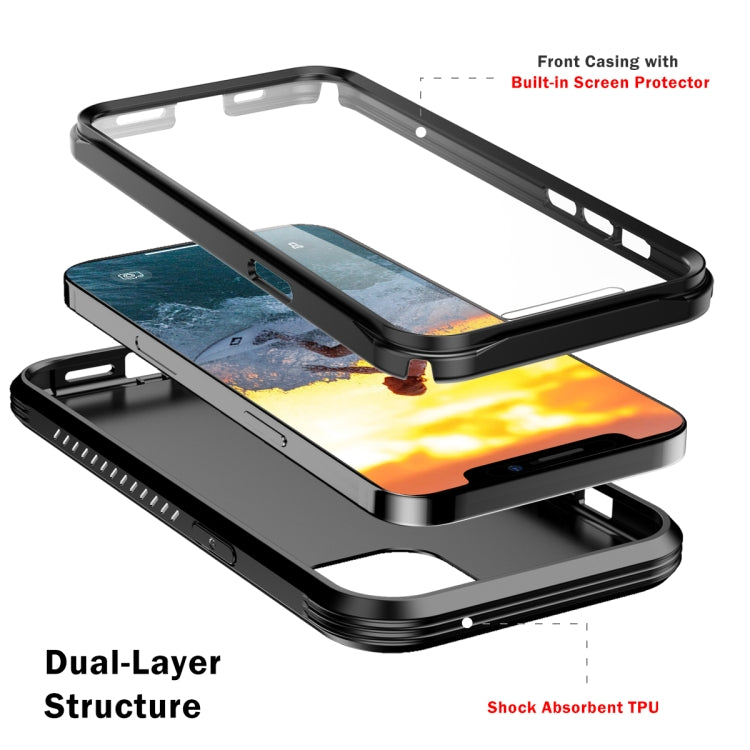 For iPhone 12 mini C2 2 in 1 Shockproof TPU + PC Protective Case with PET Screen Protector (Black)