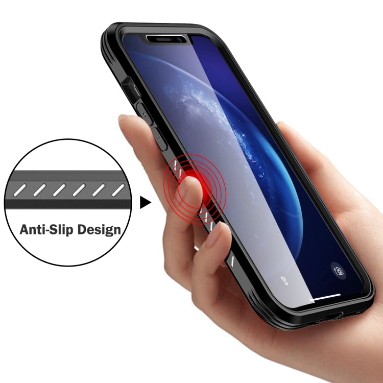 For iPhone 12 Pro Max C2 2 in 1 Shockproof TPU + PC Protective Case with PET Screen Protector(Black)