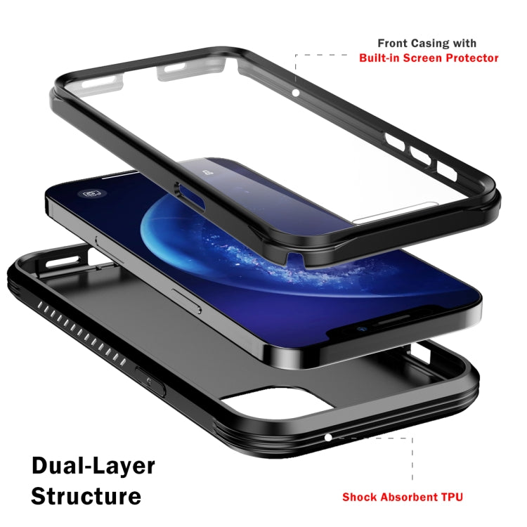For iPhone 12 Pro Max C2 2 in 1 Shockproof TPU + PC Protective Case with PET Screen Protector(Black)