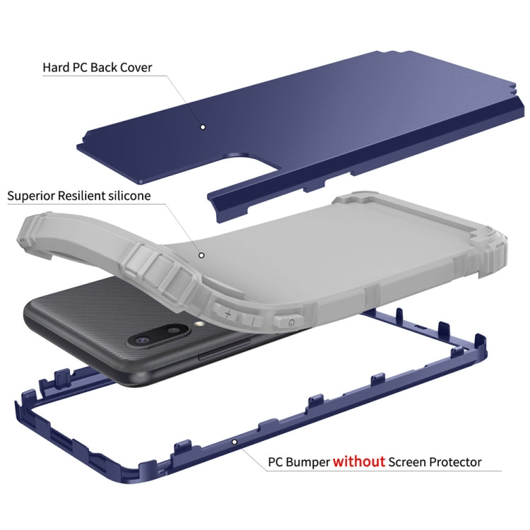 For Samsung Galaxy A02 3 in 1 Shockproof PC + Silicone Protective Case