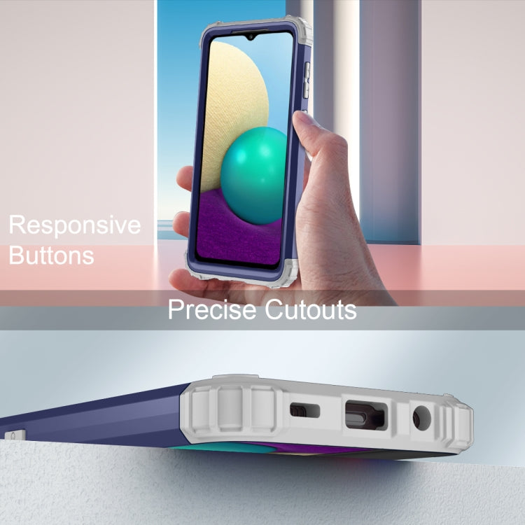 For Samsung Galaxy A02 3 in 1 Shockproof PC + Silicone Protective Case