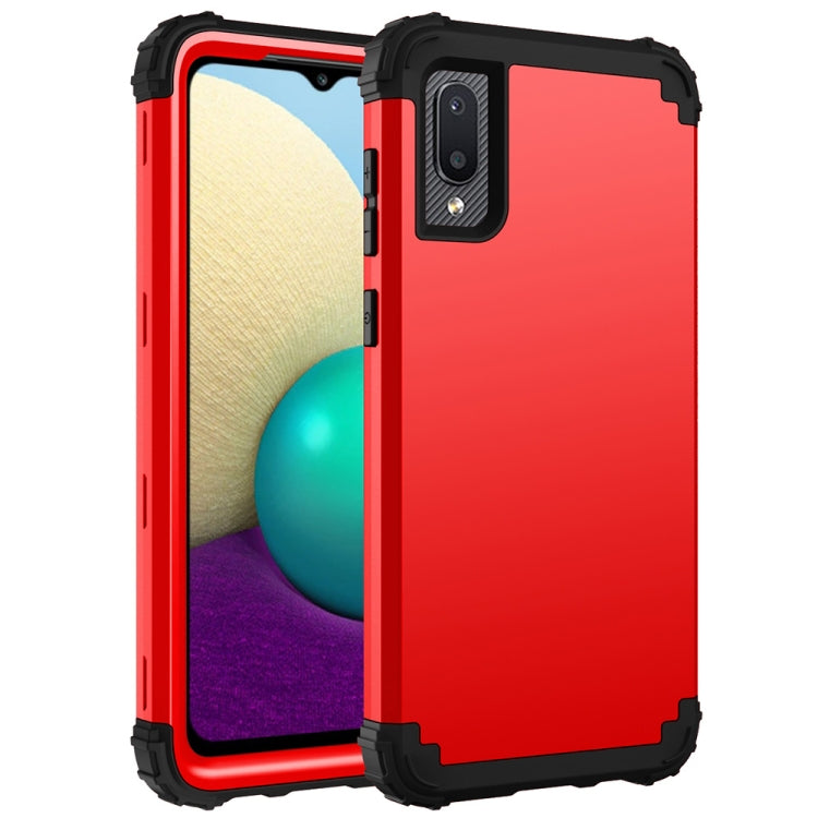 For Samsung Galaxy A02 3 in 1 Shockproof PC + Silicone Protective Case