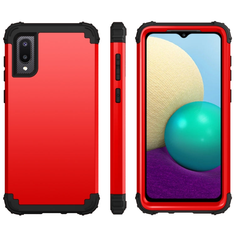 For Samsung Galaxy A02 3 in 1 Shockproof PC + Silicone Protective Case