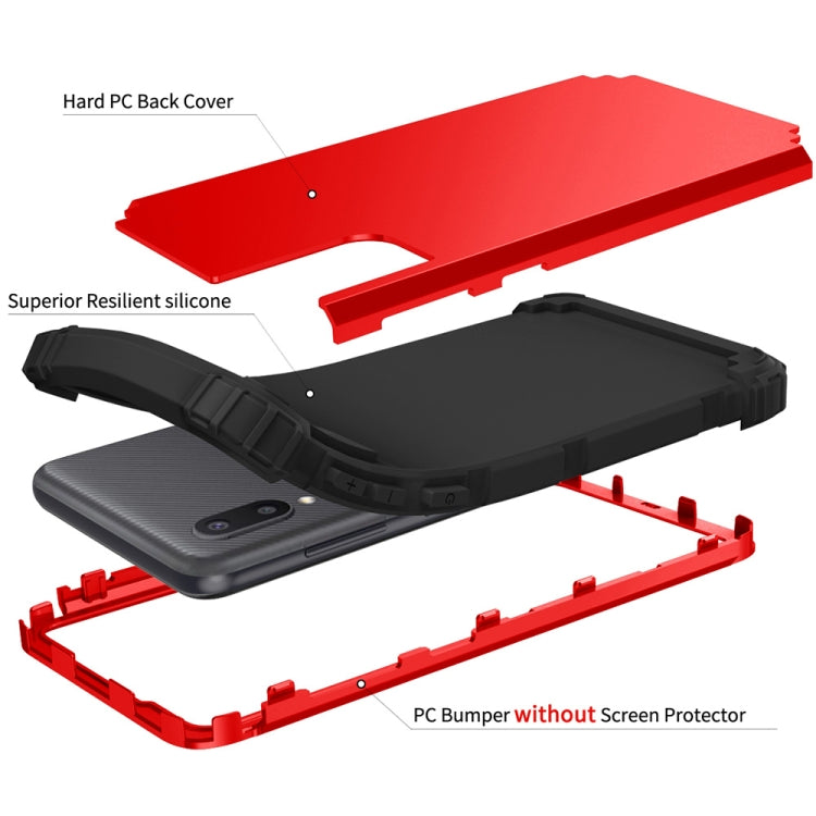 For Samsung Galaxy A02 3 in 1 Shockproof PC + Silicone Protective Case