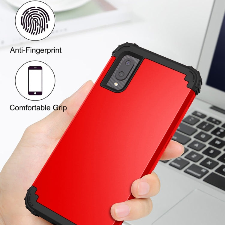 For Samsung Galaxy A02 3 in 1 Shockproof PC + Silicone Protective Case