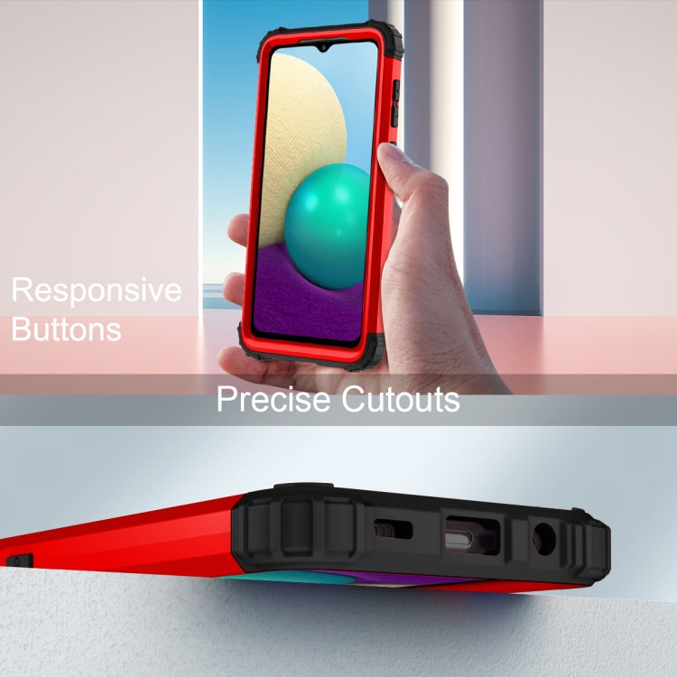 For Samsung Galaxy A02 3 in 1 Shockproof PC + Silicone Protective Case