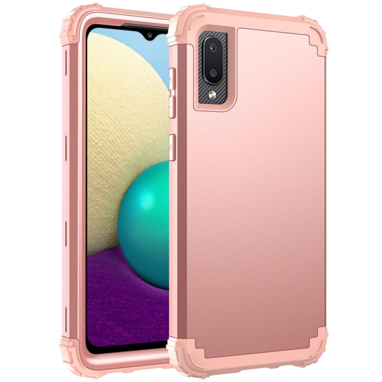 For Samsung Galaxy A02 3 in 1 Shockproof PC + Silicone Protective Case