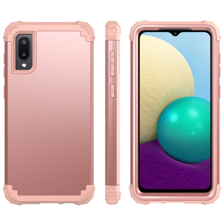 For Samsung Galaxy A02 3 in 1 Shockproof PC + Silicone Protective Case