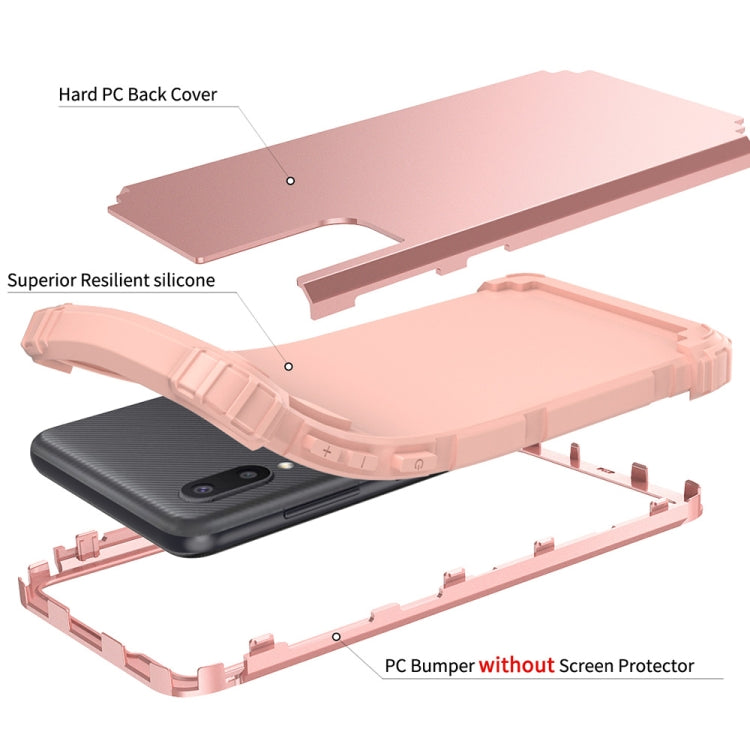 For Samsung Galaxy A02 3 in 1 Shockproof PC + Silicone Protective Case