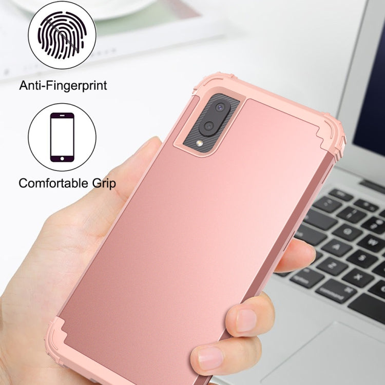 For Samsung Galaxy A02 3 in 1 Shockproof PC + Silicone Protective Case