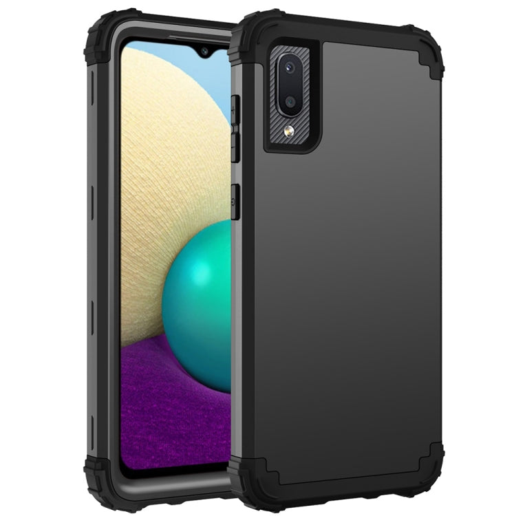 For Samsung Galaxy A02 3 in 1 Shockproof PC + Silicone Protective Case