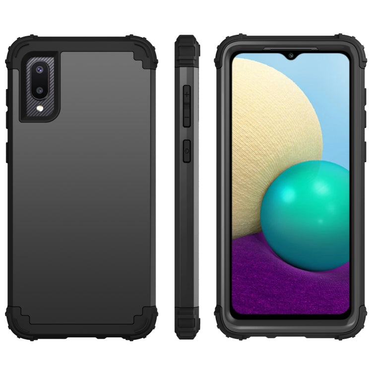 For Samsung Galaxy A02 3 in 1 Shockproof PC + Silicone Protective Case